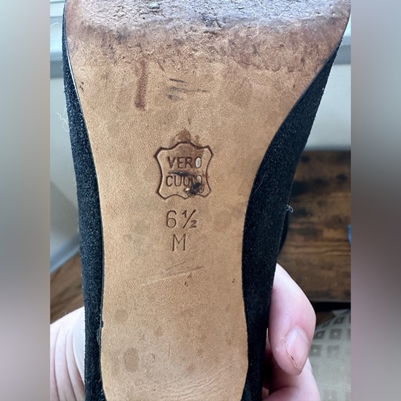 Peep toe scalloped black metallic vanelli heel size 6.5 - Picture 4 of 6